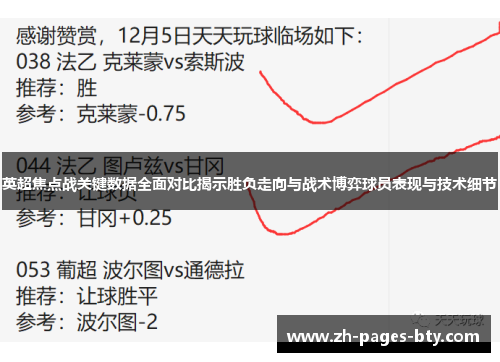 英超焦点战关键数据全面对比揭示胜负走向与战术博弈球员表现与技术细节